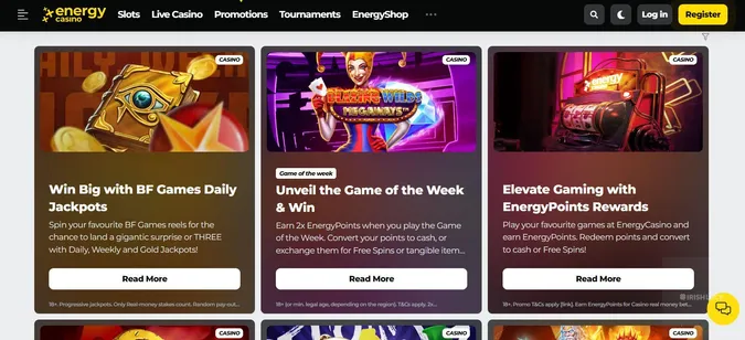 Energy Casino interface